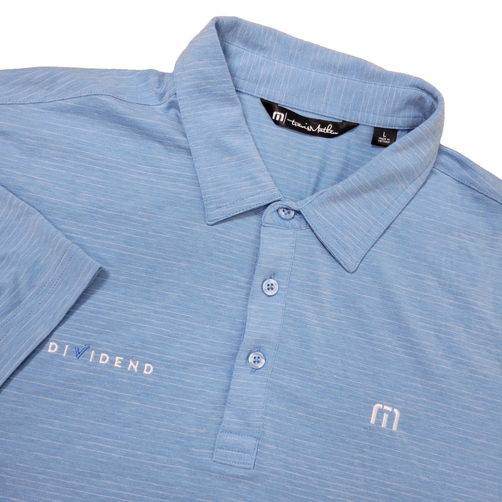 Travis Mathew Mens Large Blue Performance Stretch Polo Short Sleeve